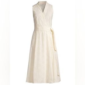 Tory Burch Logo Eyelet Wrap Dress size 2 new ivory NWT